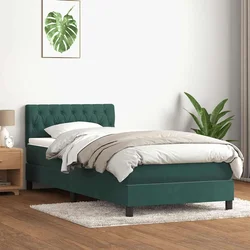 Box Spring krevet s madracem tamnozeleni 80x220 cm baršun