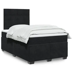 vidaXL Box spring postelja z vzmetnico črna 120x200 cm žamet