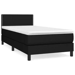 Vidaxl Box spring postelja z vzmetnico črna 100x200 cm blago