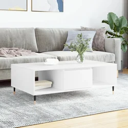 Stolić za kavu bijeli 104 x 60 x 35 cm od konstruiranog drva