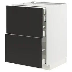 METOD / MAXIMERA Pod.orm.2front/2dnj/1srd/1vis.fiok, bela/Nickebo boja antracita, mat, 60x60 cm