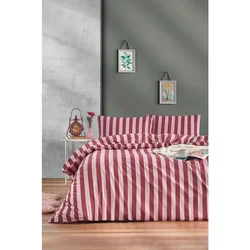 Stripe - Crvena, Pink Crvena Jednobojni Set Posteljine