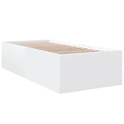 Vidaxl Posteljni okvir bel 100x200 cm inženirski les