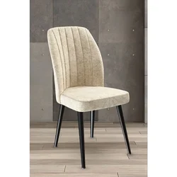 Hanah Home set trpezarijskih stolica Platinum 6 kom, krem tkanina Jerry, crne metalne noge