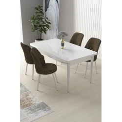 Hanah Home Set Trpezarijski sto i 4 stolice Nil, Braon-beli