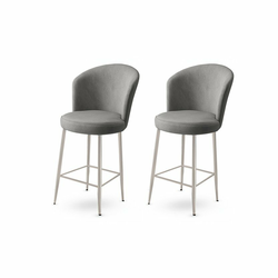 HANAH HOME Set 2 barske stolice Fora Grey Chrome