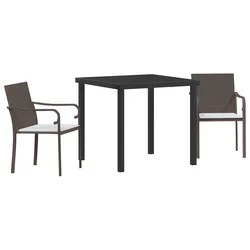 Vrtni set za objed 3 pcs Smeđa i crna PE ratan