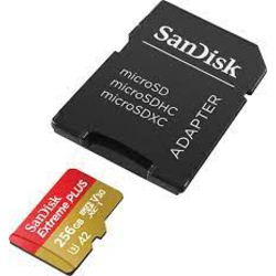 SanDisk Extreme PLUS microSDXC 256GB + SD Adapter branje 200MB/s & zapisovanje 140MB/s A2 C10 V30 UHS-I U3
