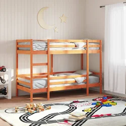 Krevet na kat voštano smeđi 90x190 cm od masivne borovine