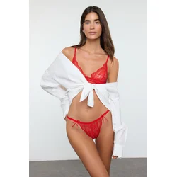 Trendyol Red Lace Plain Coverless Lingerie Sets