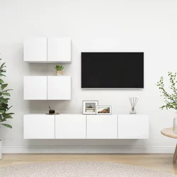 vidaXL Komplet TV omaric 4-delni bela iverna plošča