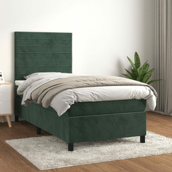 shumee Box spring postelja z vzmetnico temno zelena 100x200 cm žamet