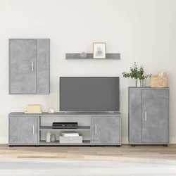 Set TV komoda Zidne 4 pcs Betonski sivi Konstruirano drvo
