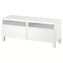 BESTA TV stalaža s fiokama, bela/Västerviken/Stubbarp bela, 120x42x48 cm