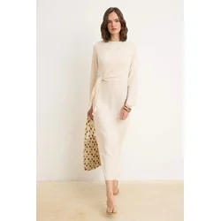 Trendyol Modest Ženska haljina Tctss25Eb00129, Krem