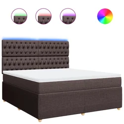 Vidaxl Box spring postelja z vzmetnico temno rjava 180x200 cm blago