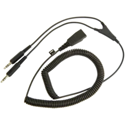 JABRA QD Cord to 2x 3,5mm pin plug , coiled, 0,5 - 2 meters; for GN2100, GN2000, GN2200