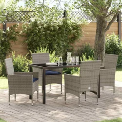 Set stola i stolica 5 pcs Siva PE ratan