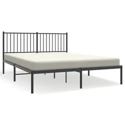 Vidaxl Kovinski posteljni okvir z vzglavjem črn 150x200 cm