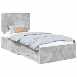 Vidaxl Konstrukcija postelje z vzglavjem Betonsko siva 100 x 200 cm