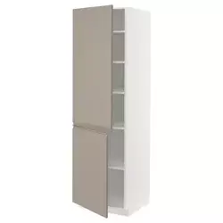 METOD Visoki element s policama/2 vrata, bela/Upplöv tamnobež, mat, 60x60x200 cm