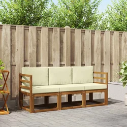 Set vanjskih sofa s jastukom 3 pcs Prirodna i krem