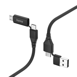 HAMA večnamenski polnilni kabel 4 v 1, USB-C in USB-A - USB-C in Micro-USB, 1,5 m,