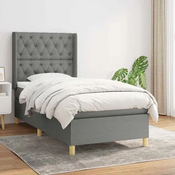 Vidaxl Box spring postelja z vzmetnico temno siva 80x200 cm blago
