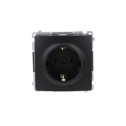 Simon Basic vtičnica z ozemljitvijo Schuko (modul) 16A, 250V, vijačni priključki, črne barve BMGSZ1.01/49