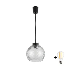 Brilagi - LED luster na sajli R GLASS 1xE27/60W/230V prečnik 25 cm crna/zadimljeno siva