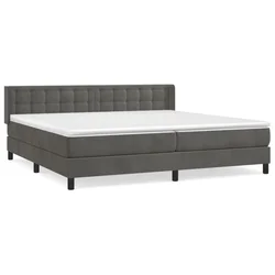 Vidaxl Box spring postelja z vzmetnico temno siva 200x200 cm žamet