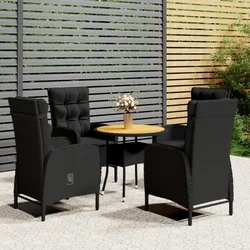 5-dijelni vrtni bistro set od poliratana crni