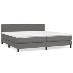 Vidaxl Box spring postelja z vzmetnico siva 200x200 cm umetno usnje