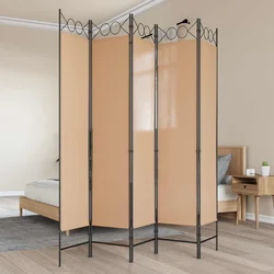 5-Panelni Pregrađivač Bež 200 x 200 cm Tkanina