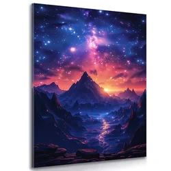 Slika sončni zahod z nočnim nebom - 30x40