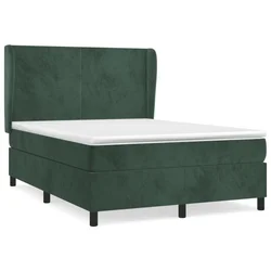 Vidaxl Box spring postelja z vzmetnico temno zelen 140x190 cm žamet
