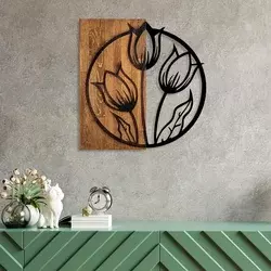 Wallity Zidna dekoracija Tulips, 56x57 cm, Crna