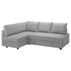 FRIHETEN / KLAGSHAMN Ugaona sofa ležaj s odlaganjem, Faringe svetlosiva
