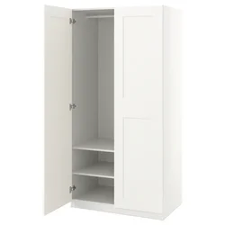 PAX/GRIMO Garderobna omara, bela/bela, 100x60x201 cm