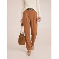 Sinsay - Barrel leg pantalone sa dodatkom viskoze - zlatno braon