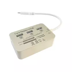LC POWER Čitač kartica USB HUB 3 port LC-HUB-C-CR USB-C - 3xUSB 3.0 beli