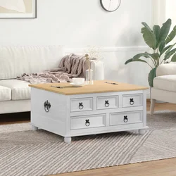 storage box s ladicama Bijelo 90 x78 x 45 cm Čvrsto borovo drvo