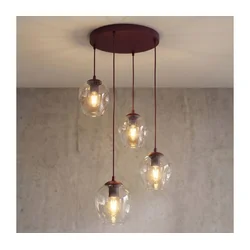 Luster na sajli ISTAR 4xE27/15W/230V crvena/prozirna