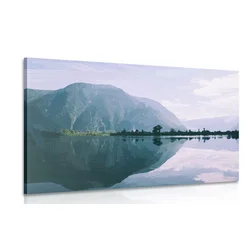 Slika naslikana scenerija gorskega jezera - 90x60
