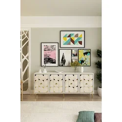 Hanah Home komoda Moka 180, 180 cm, bela / travertin / zlatna