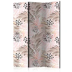 artgeist Paravan Pink Palm Leaves, 3-Delni, Dvostranski