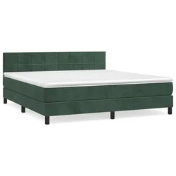Vidaxl Box spring postelja z vzmetnico temno zelena 160x200 cm žamet