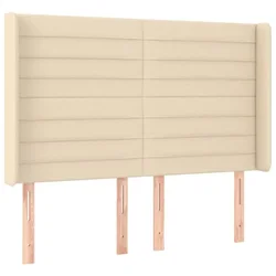 Vidaxl Vzglavje z ušesi krem 147x16x118/128 cm blago