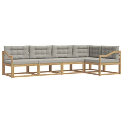 Set vanjskih sofa 4 pcs Bijela i svjetlosiva Poliester
