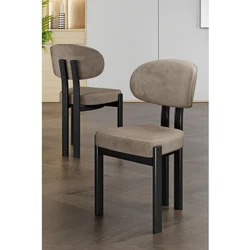 Hanah Home set trpezarijskih stolica Dore 4 kom, kapućino tkanina Babyface, crne metalne noge